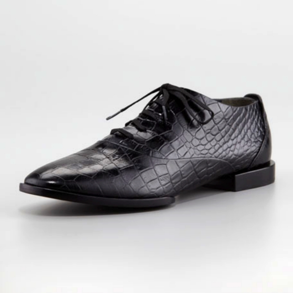 Alexander Wang Ingrid Lace Up Oxford Black Croc 36